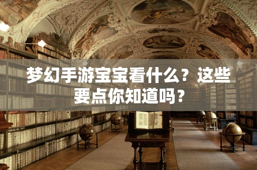 梦幻手游宝宝看什么？这些要点你知道吗？