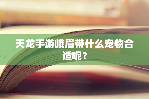 天龙手游峨眉带什么宠物合适呢？